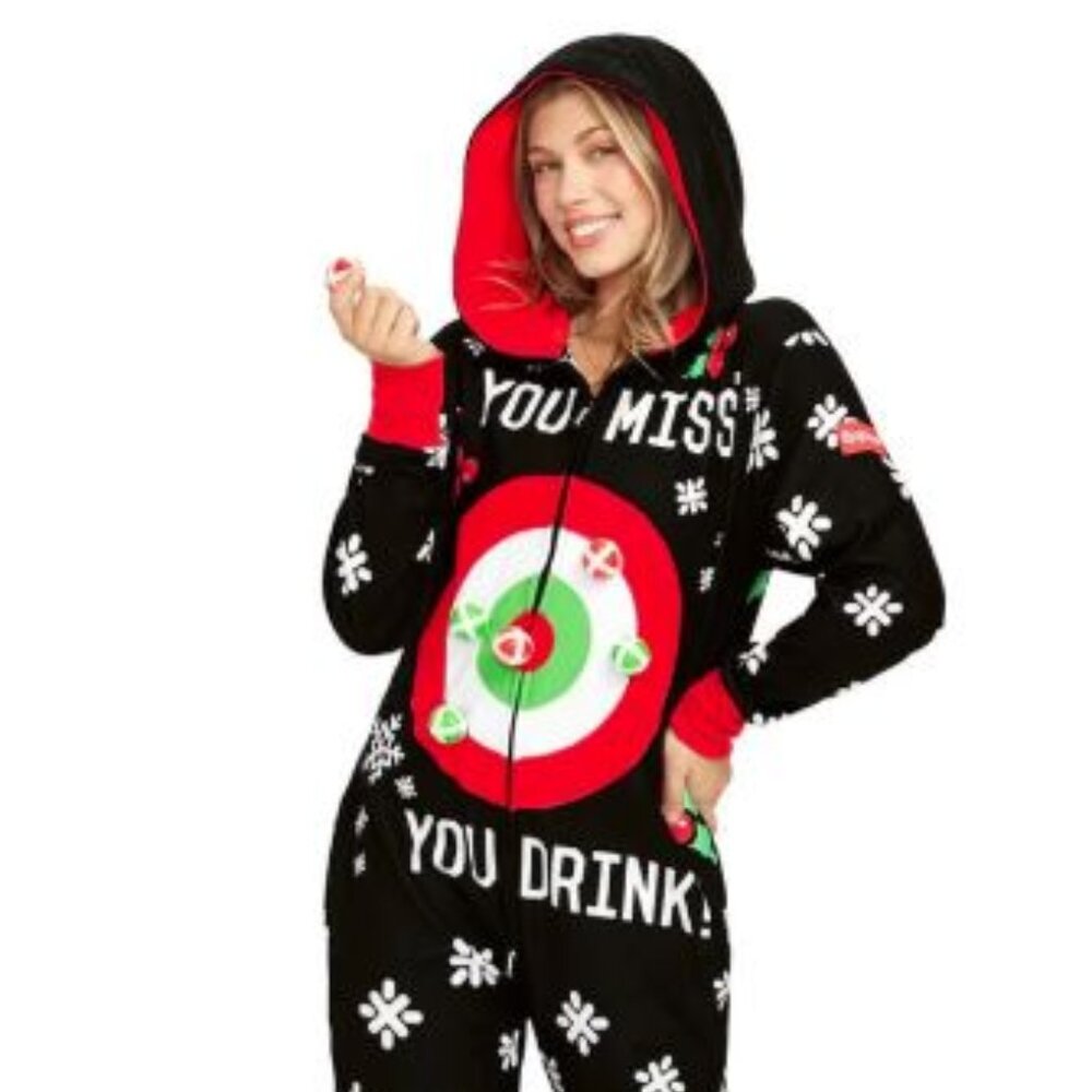 Drinking Game Jumpsuit ~ Christmas ~ Onesie ~ Tipsy Elf ~ Party Game ~ Medium
